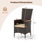 Outdoor PE Rattan Dining Chairs with Cushions High-Back Wicker Chairs with Acacia Wood Armrests